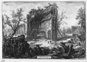 VISNING af resterne af fabrikkerne på anden sal i Terme di Tito. I stueetagen. B Teaterrester af Giovanni Battista Piranesi